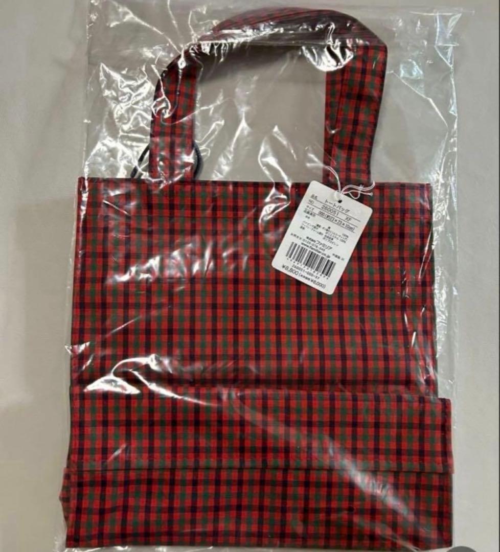 新品未使用タグ付き　ファミリア トートバッグ　小　赤系ファミリアチェック