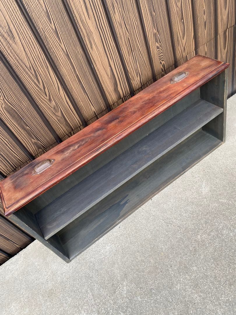 古家具　飾り棚　本棚　食器棚　カウンター キャビネット　インダストリアル　手作り