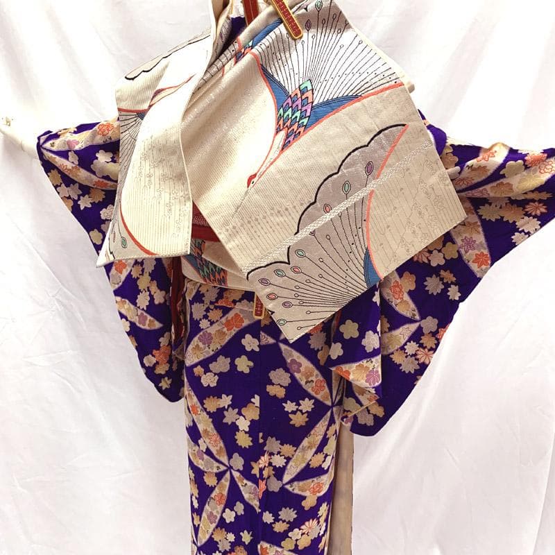 409aj73■十三参り 卒業式 アンティークジュニア着物＆袋帯■良好