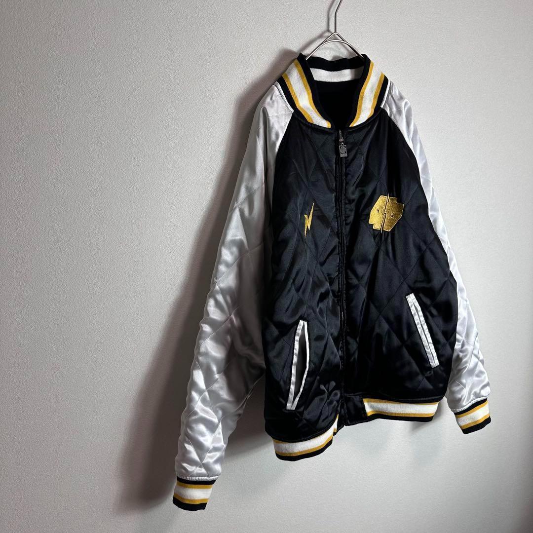 【リバーシブル】スカジャン　別珍　ベロア　キルティング　ブラック　黒　希少　M