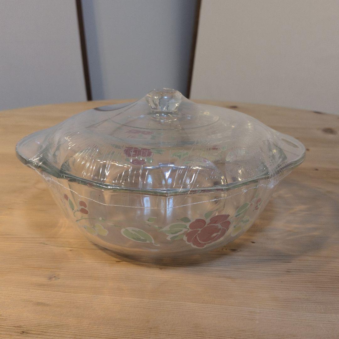 ♦️岩城硝子製 ヴィンテージ・パイレックス 蓋付きキャセロール♦️新品・未開封