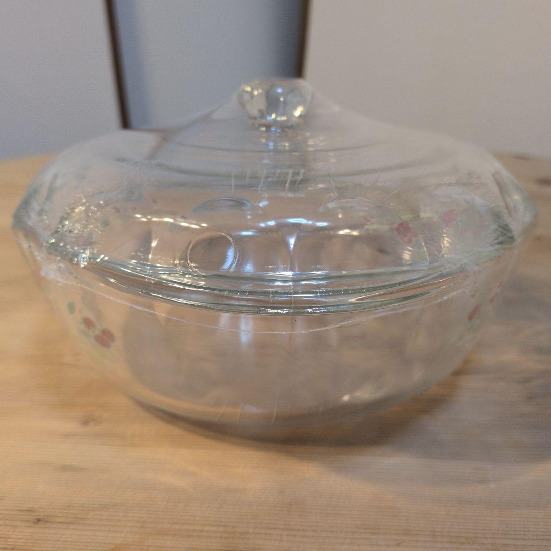 ♦️岩城硝子製 ヴィンテージ・パイレックス 蓋付きキャセロール♦️新品・未開封