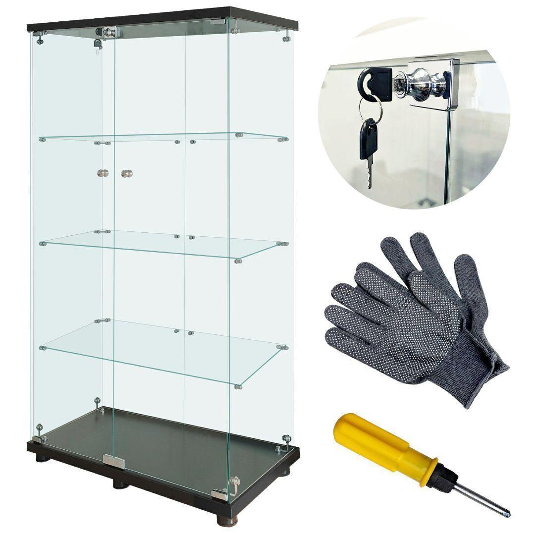 ガラスケース 4段両扉R2002コレクション フィギュア 棚 ショーケース 黒