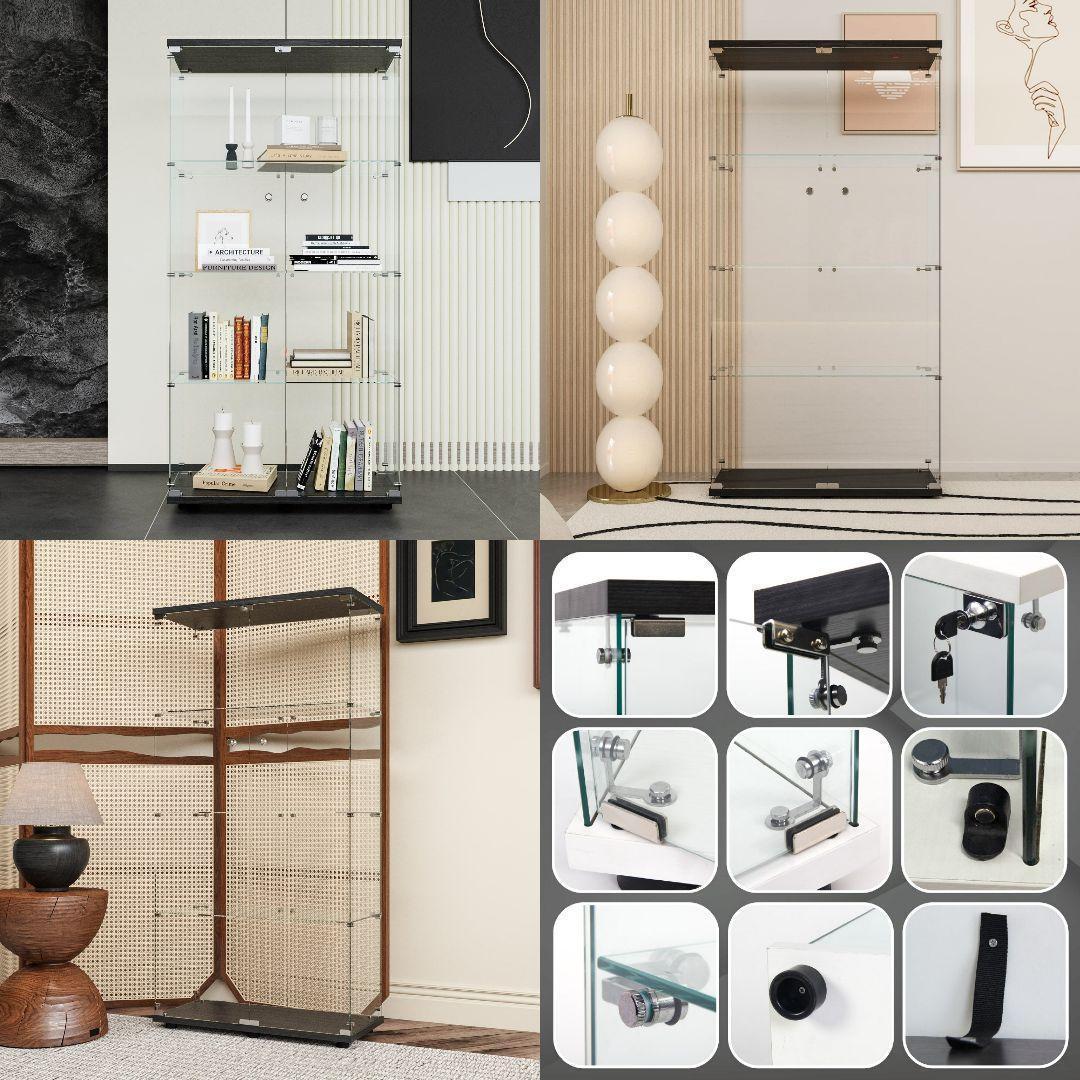 ガラスケース 4段両扉R2002コレクション フィギュア 棚 ショーケース 黒