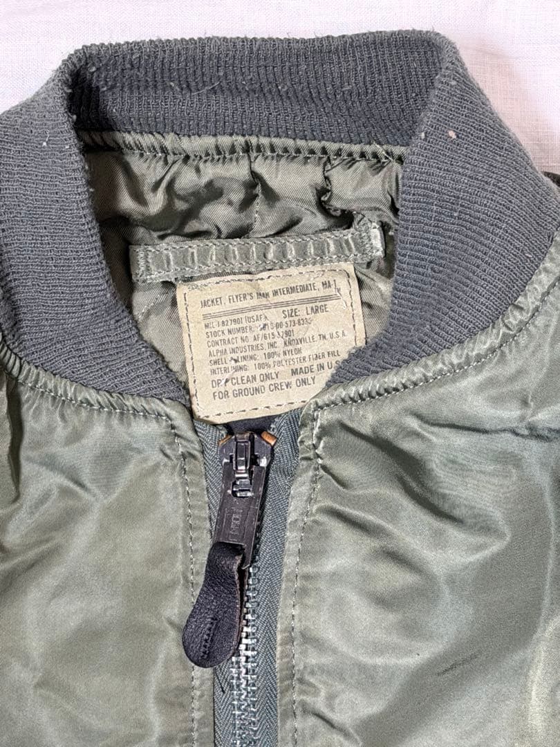 90s MA-1スタイルジャケット Lサイズ オリーブ