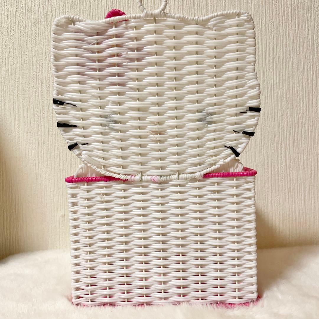 ハローキティ　カオハナキティ　平成レトロ　籐風　編みカゴ　小物入れ　リモコン立て