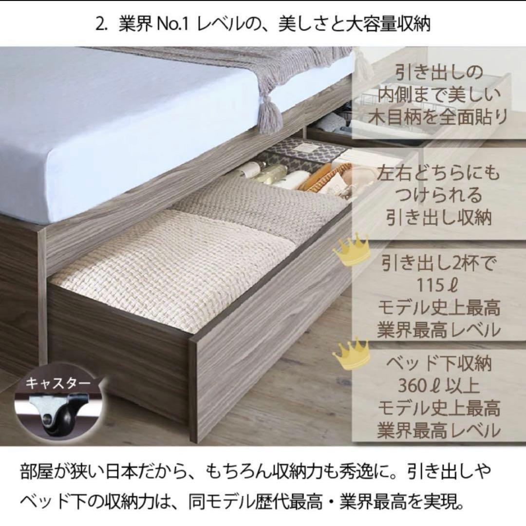セール中！新品 送料込 ダブルベッド 収納 棚 2口コンセント