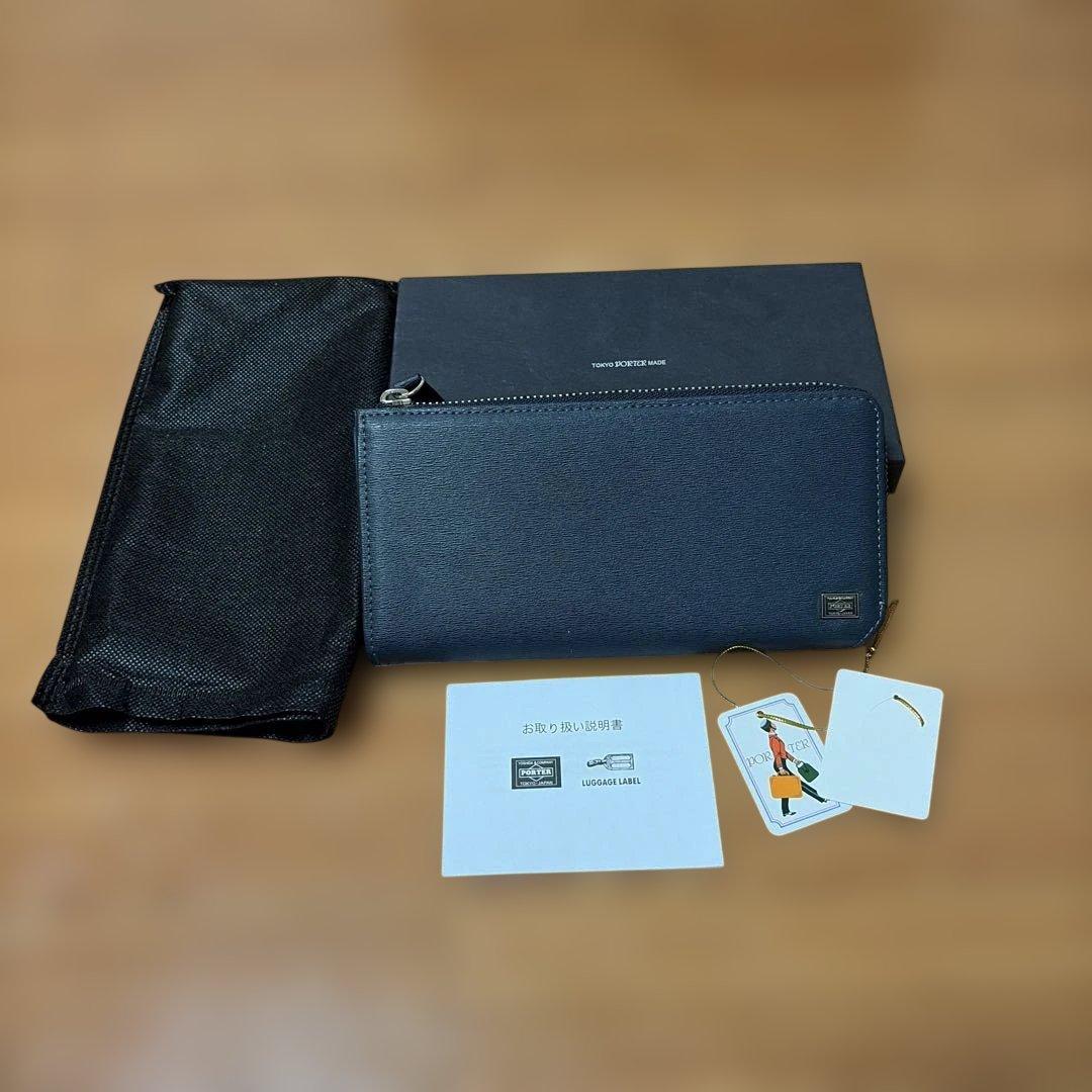 PORTER CURRENT ポーターカレント L字ファスナー 長財布 ネイビー