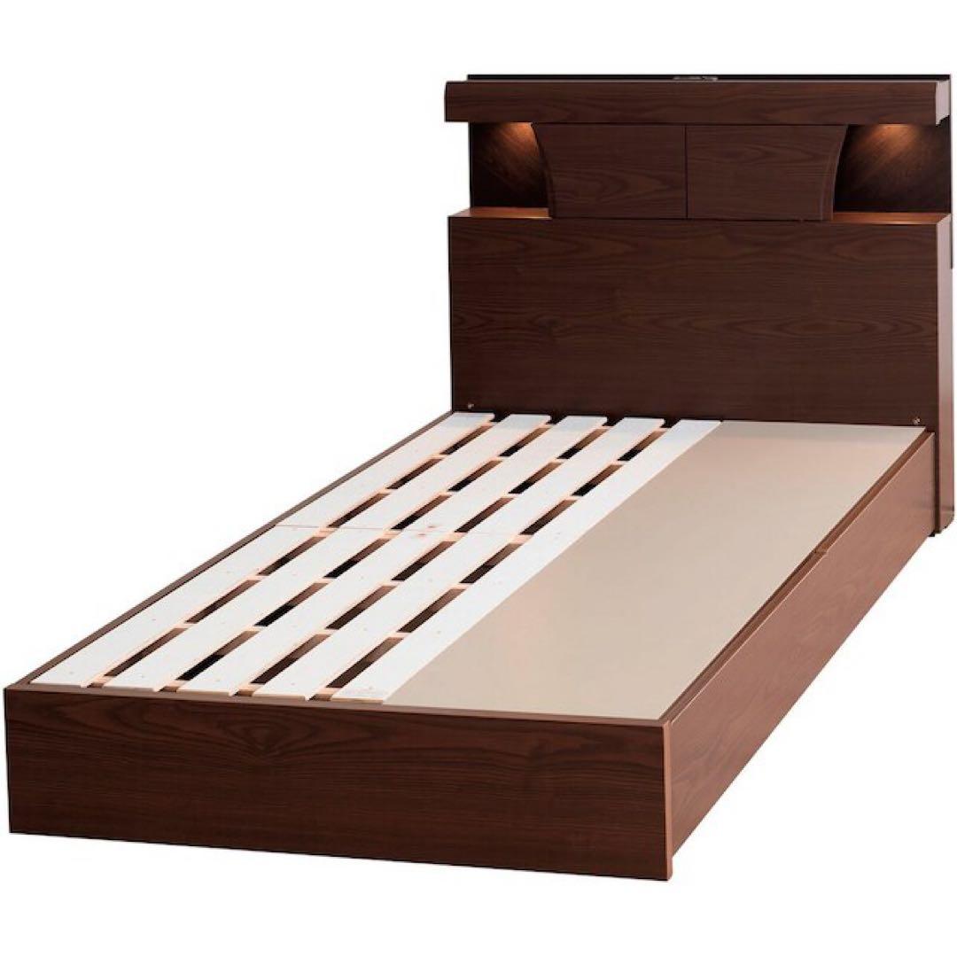 【ニトリ】ダークブラウン シングルベッド 引き出し収納付き