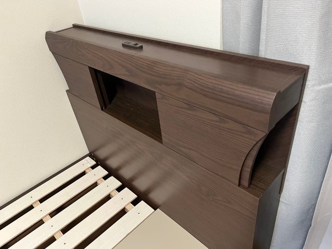 【ニトリ】ダークブラウン シングルベッド 引き出し収納付き
