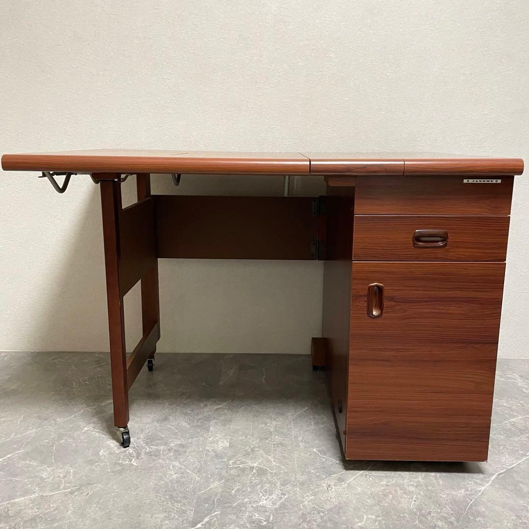 ジャノメ ハンディーキャスターデラックスCB ミシン 収納テーブル　スツール付