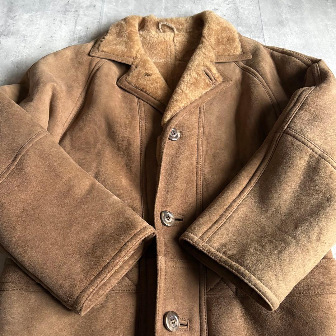 【70s vintage】リアルムートンコート　本革　ヌバックレザー　ユーロ古着