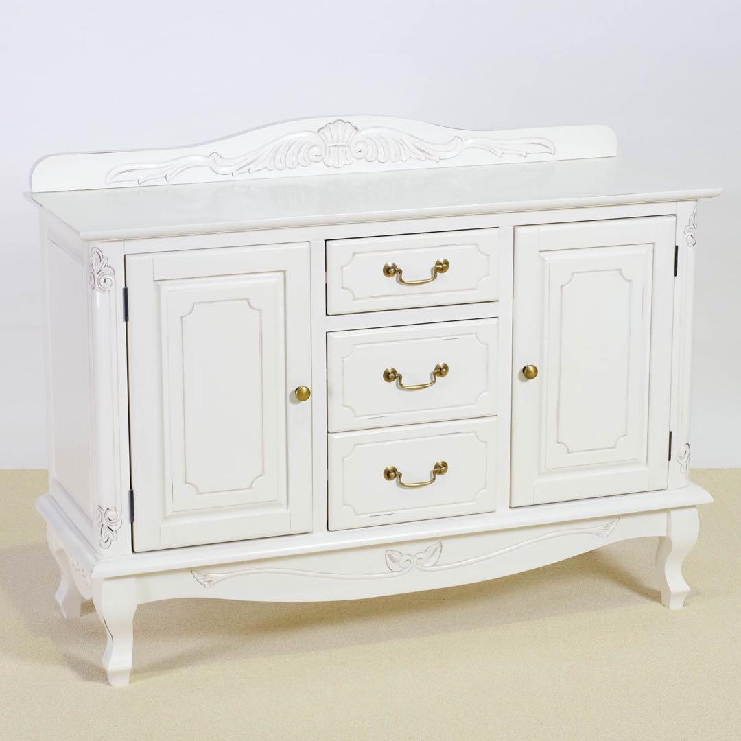 B 新品 キャビネット 110 白 本棚 食器棚 リビング収納 ホワイト ボード