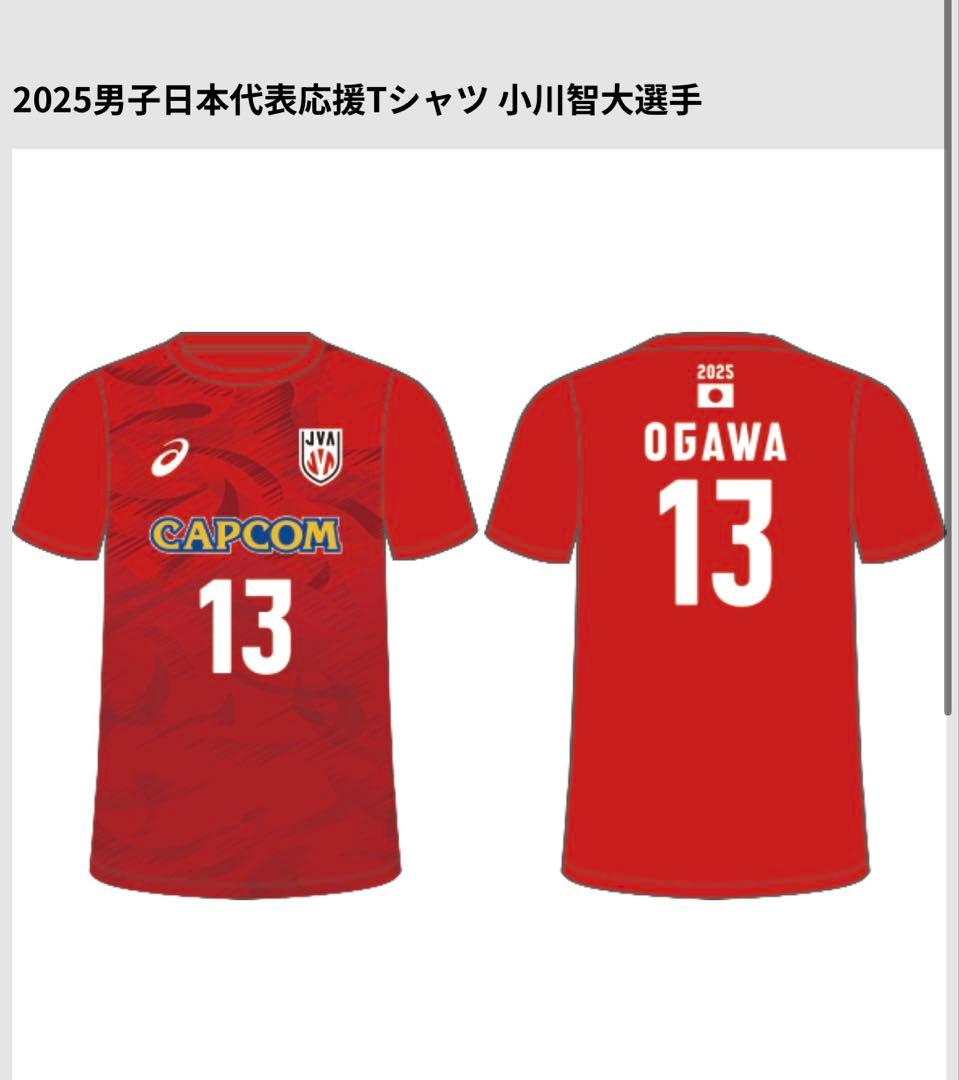 2025男子日本代表応援Tシャツ 小川智大選手 13番　Mサイズ