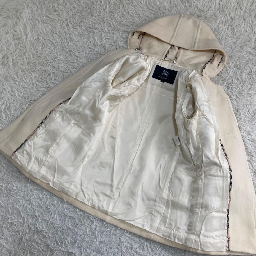 美品✨バーバリーロンドン ダッフルコート フード付 白 ホワイト 40 Lサイズ