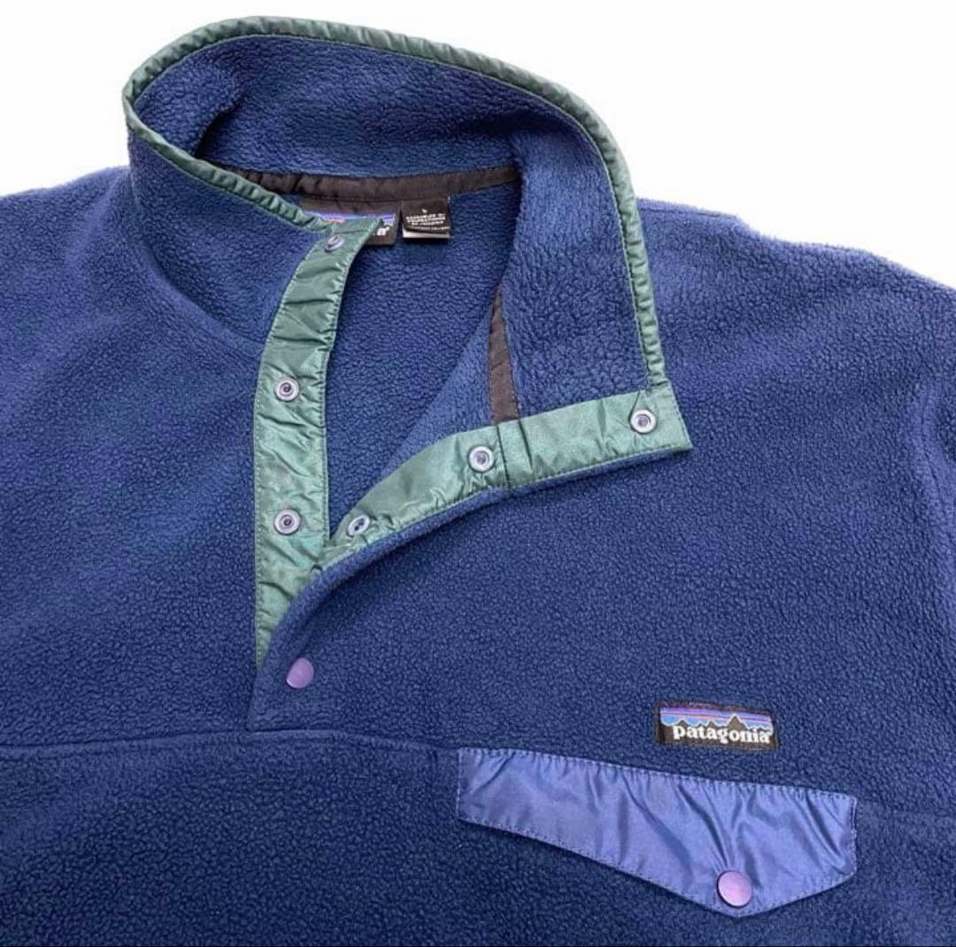 90s Patagonia シンチラスナップT フリースジャケット 紺 Lサイズ
