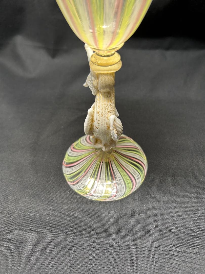 ベネチアングラスSeguso ストライプ模様 魚モチーフ