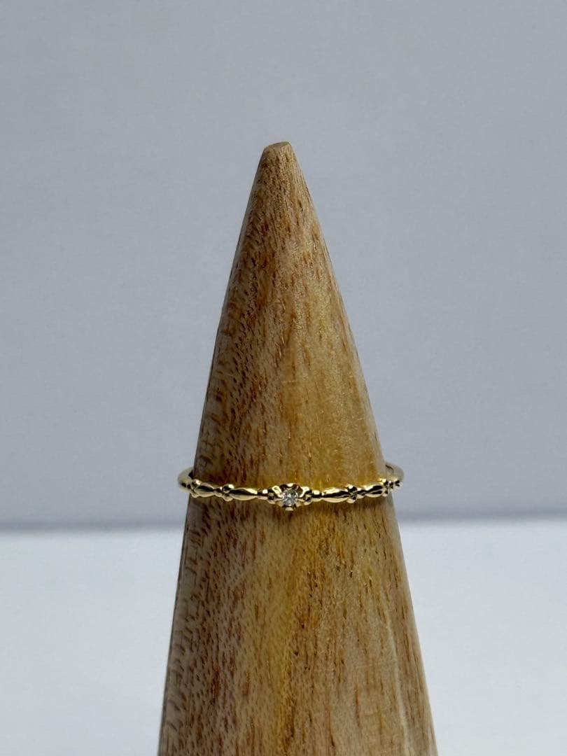 K18YG ダイヤ華奢リング　15号