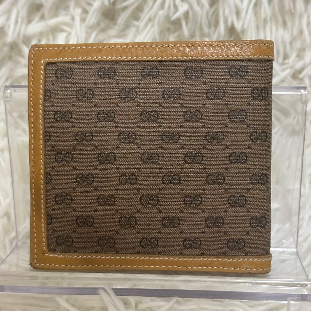 グッチ 二つ折り財布 GG柄 PVC レザー ベージュ コンパクト ゴールドロゴ
