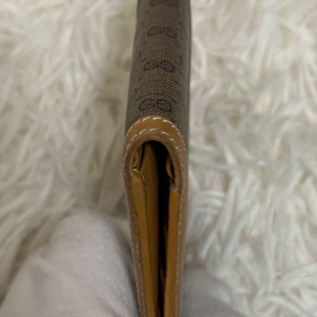 グッチ 二つ折り財布 GG柄 PVC レザー ベージュ コンパクト ゴールドロゴ