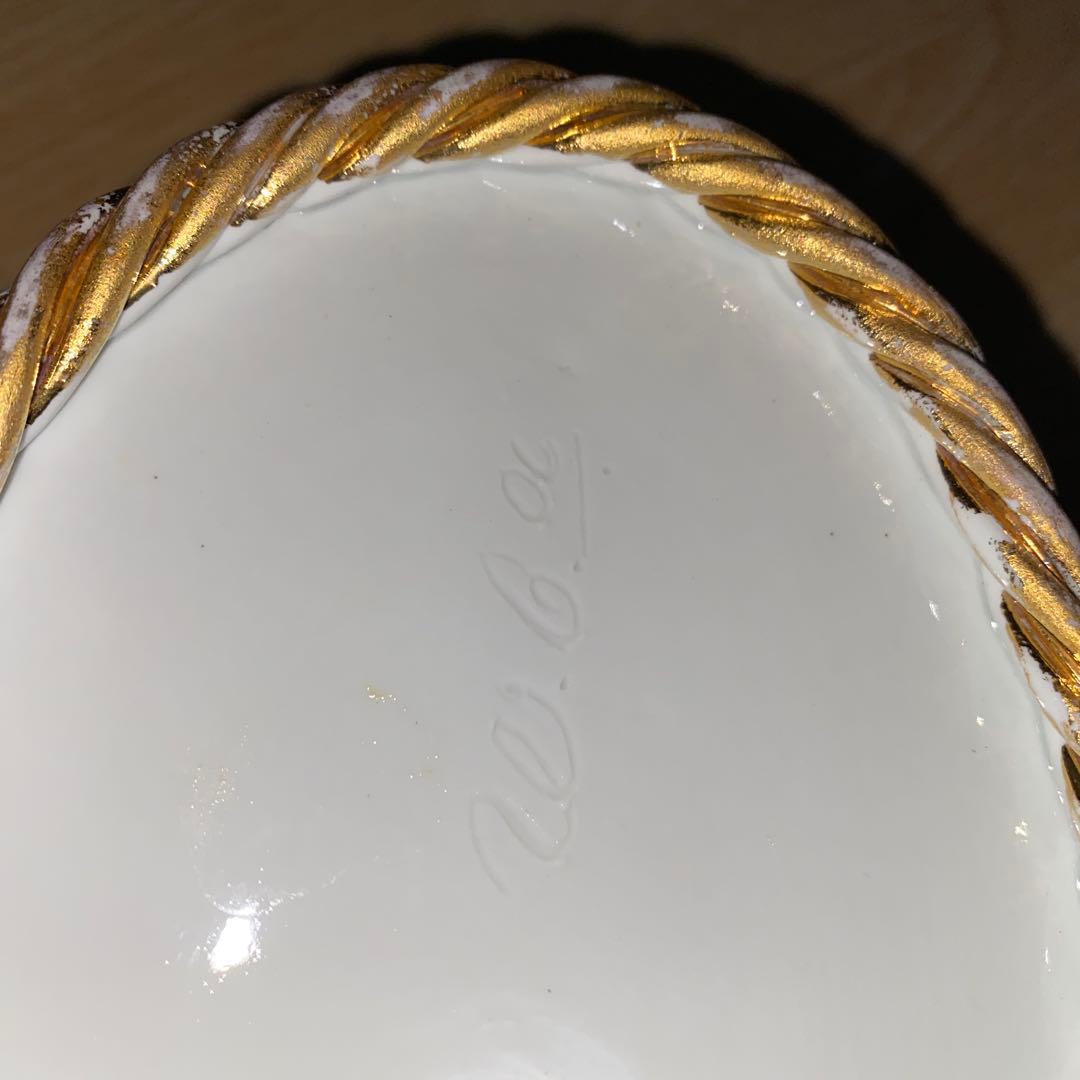 マイセン 網トレー　花柄　ボタン剣