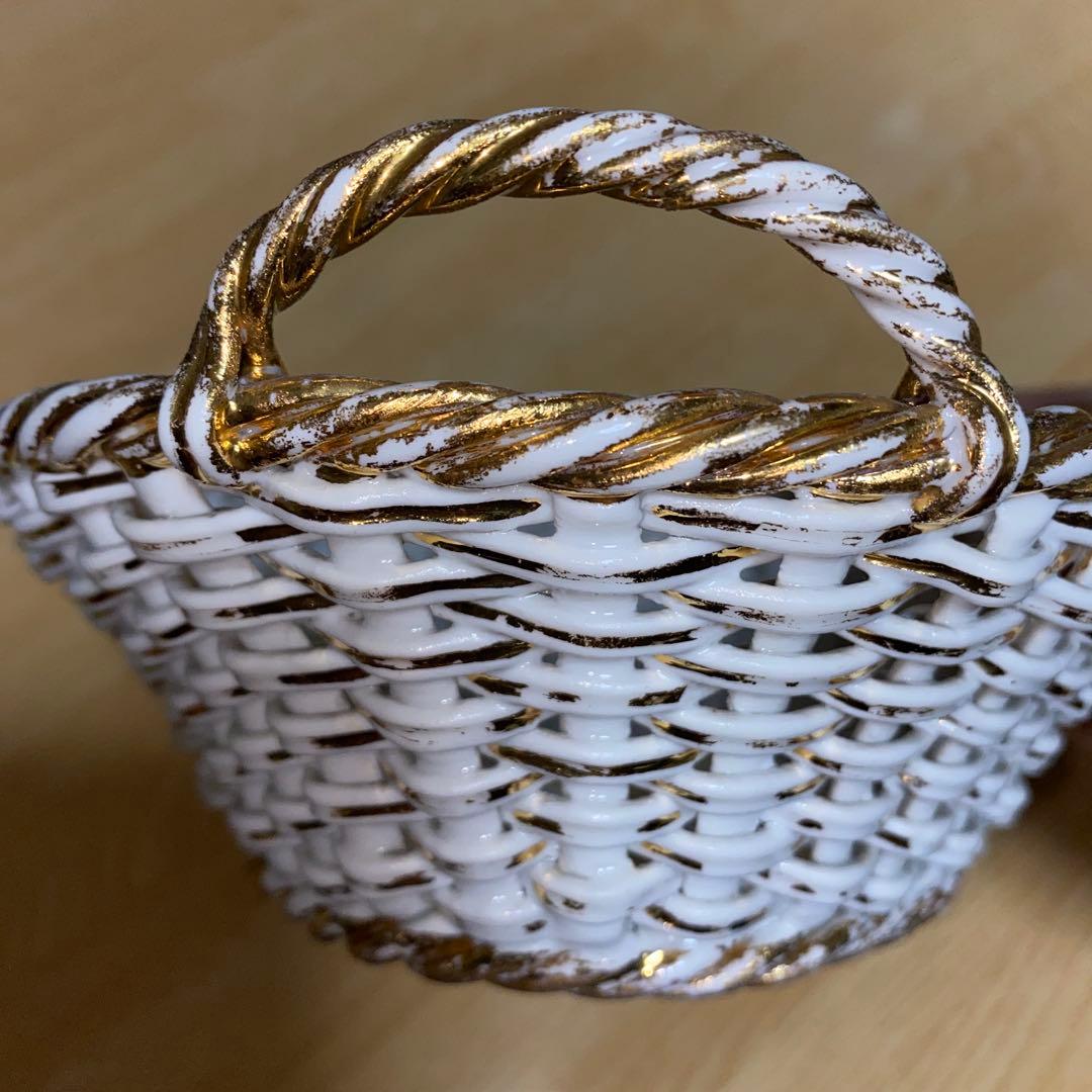 マイセン 網トレー　花柄　ボタン剣