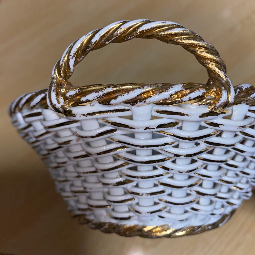 マイセン 網トレー　花柄　ボタン剣