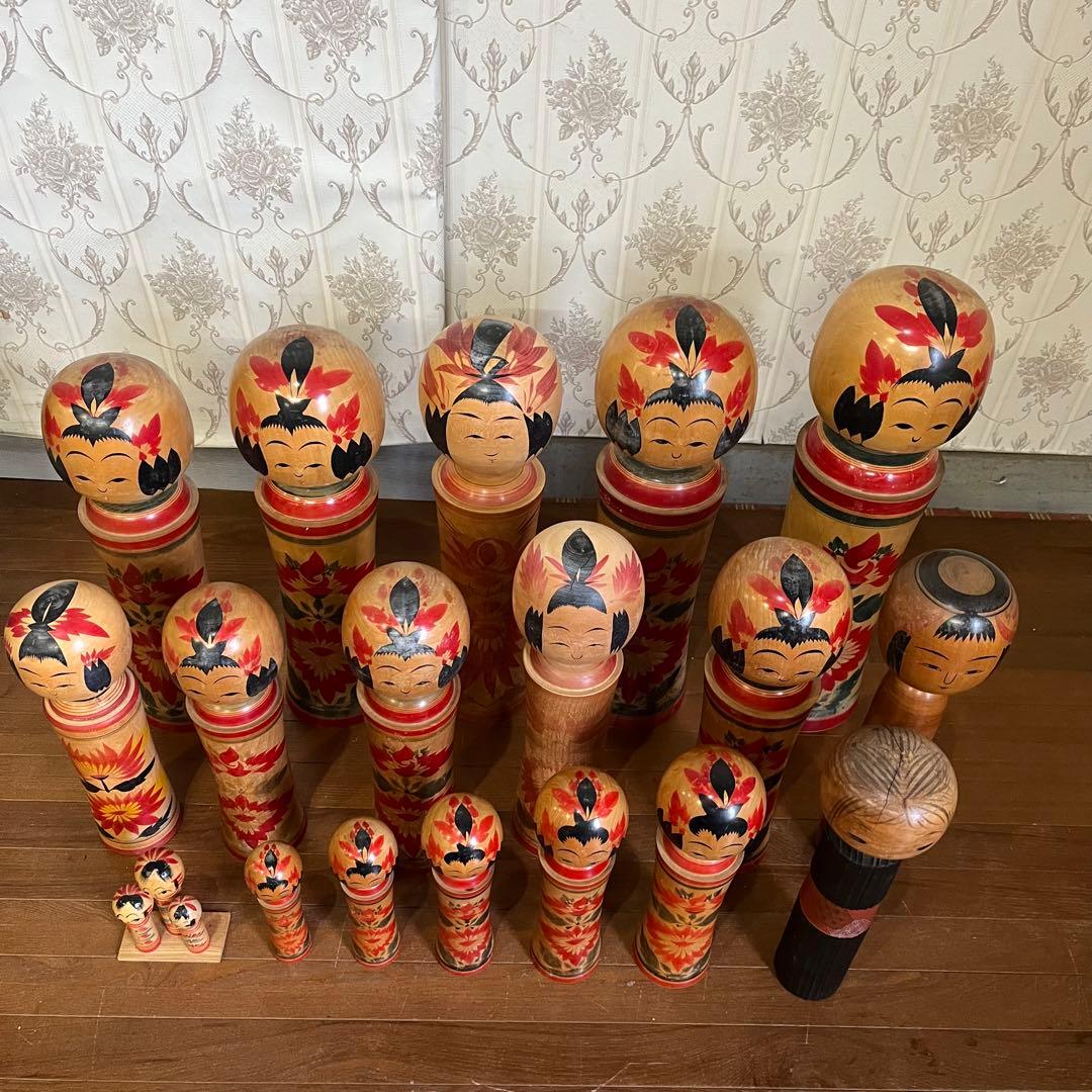 【アンティーク】創作こけし コケシ 18本まとめ 工芸品 置物 民芸品 小芥子
