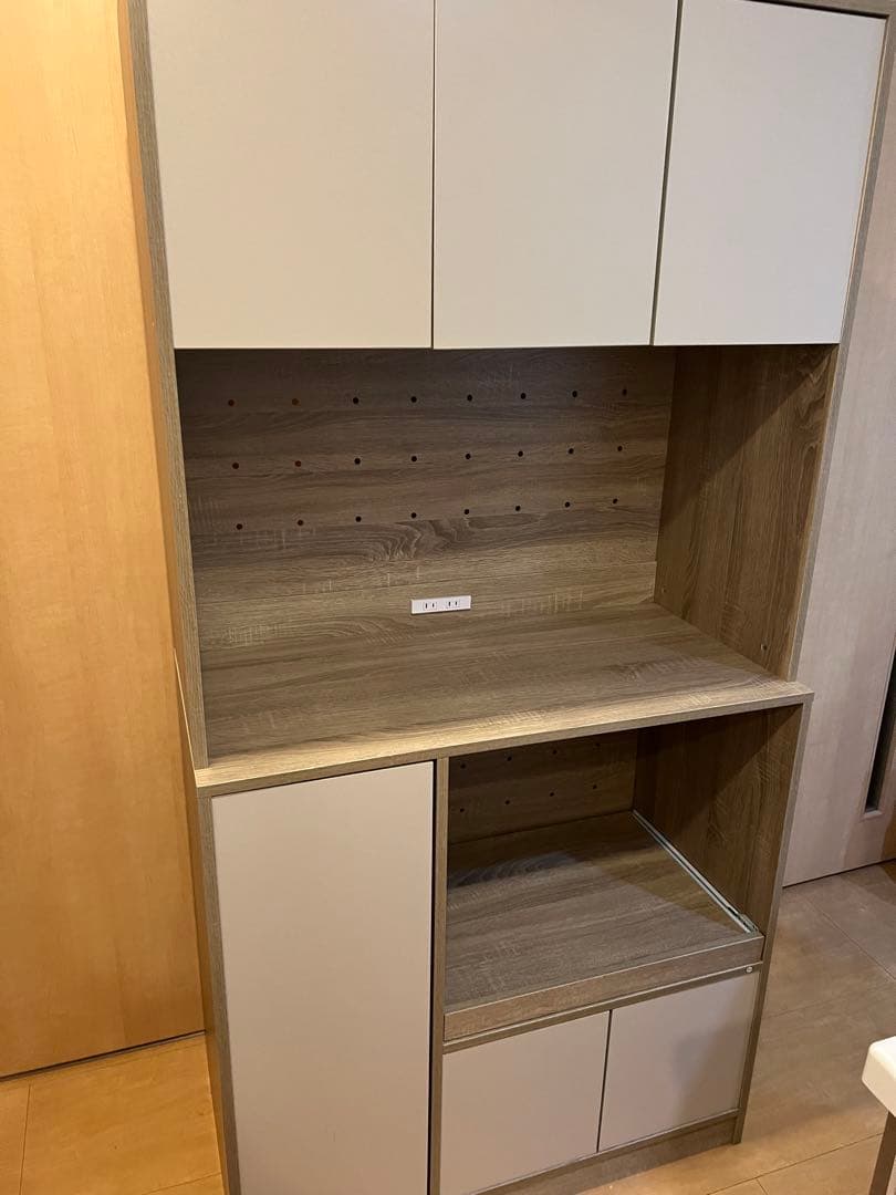 【ぴり様】食器棚 バイカラー レンジボード 幅90cm