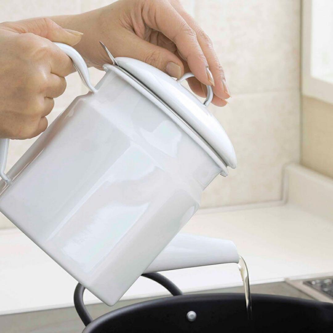 琺瑯　ホーロー　オイルポット　揚げ鍋　天ぷら鍋　日本製　ベルメゾン