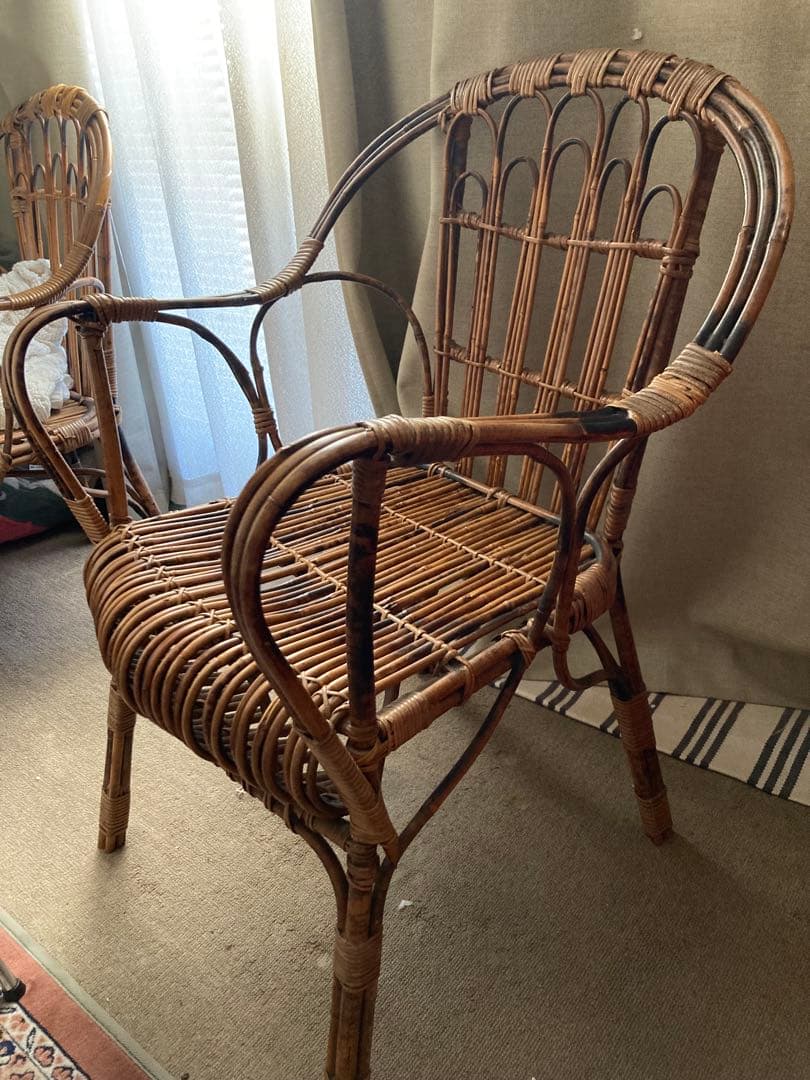 ヴィンテージ ラタン アームチェア2/2個目