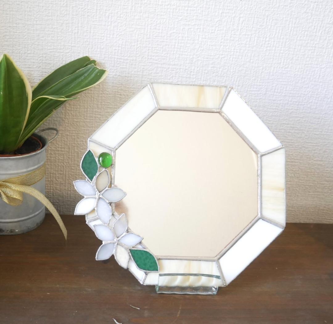 ✴︎:.。.ベージュ×ホワイトの八角形鏡♪　（size20/max22）