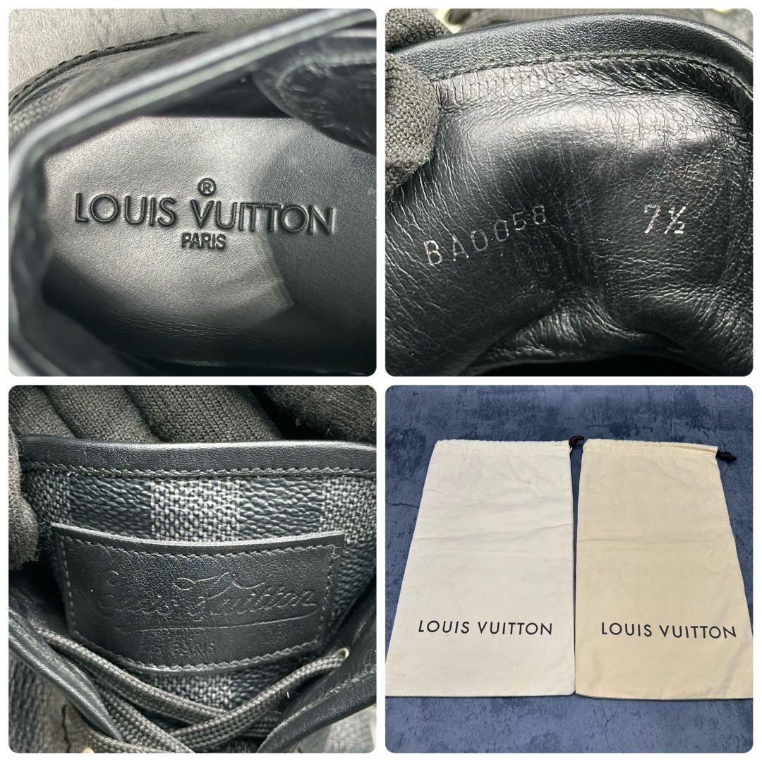 ルイヴィトン ダミエ ハイカットスニーカー 26cm相当 黒 メンズ