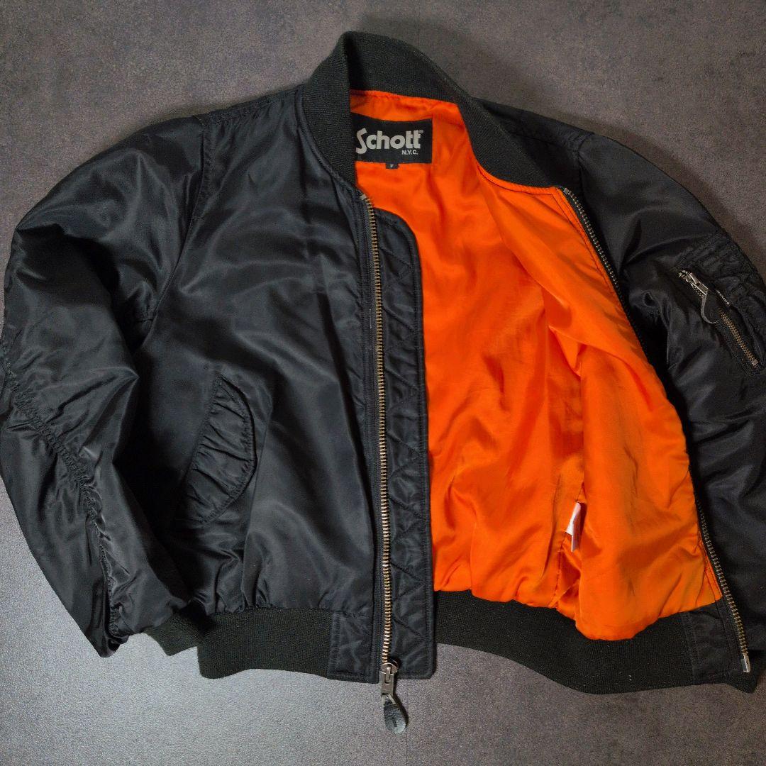 入手困難 Schott ショット MA-1 フライトジャケット 短丈 黒 F
