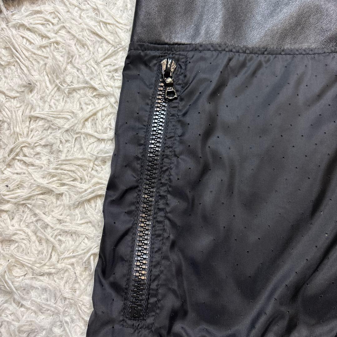 美品【ドローム】シングル　レザー　ririジップ　切り替え　イタリア　羊革　XS