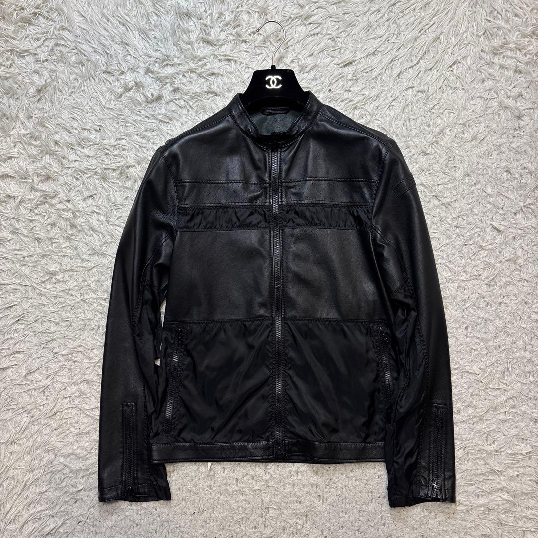 美品【ドローム】シングル　レザー　ririジップ　切り替え　イタリア　羊革　XS