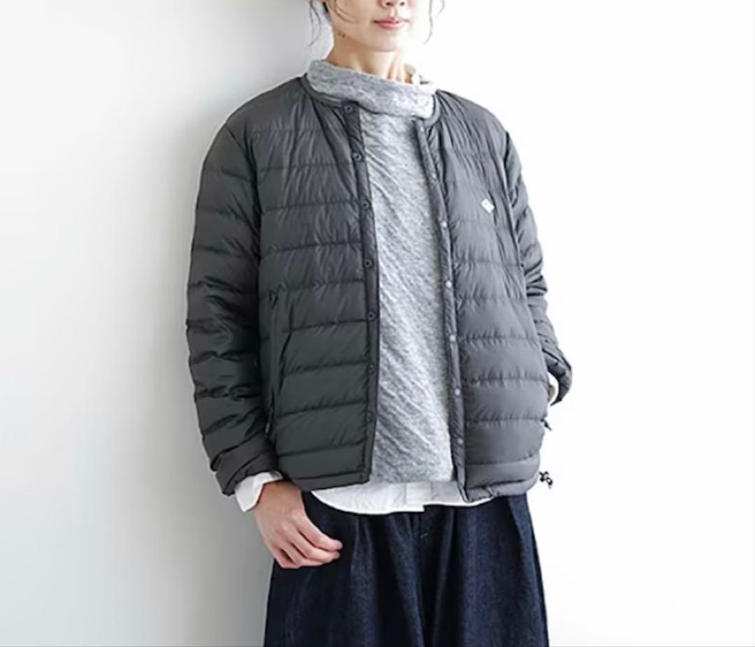 Danton クルーネック インナーダウン ジャケット/チャコールグレー 38