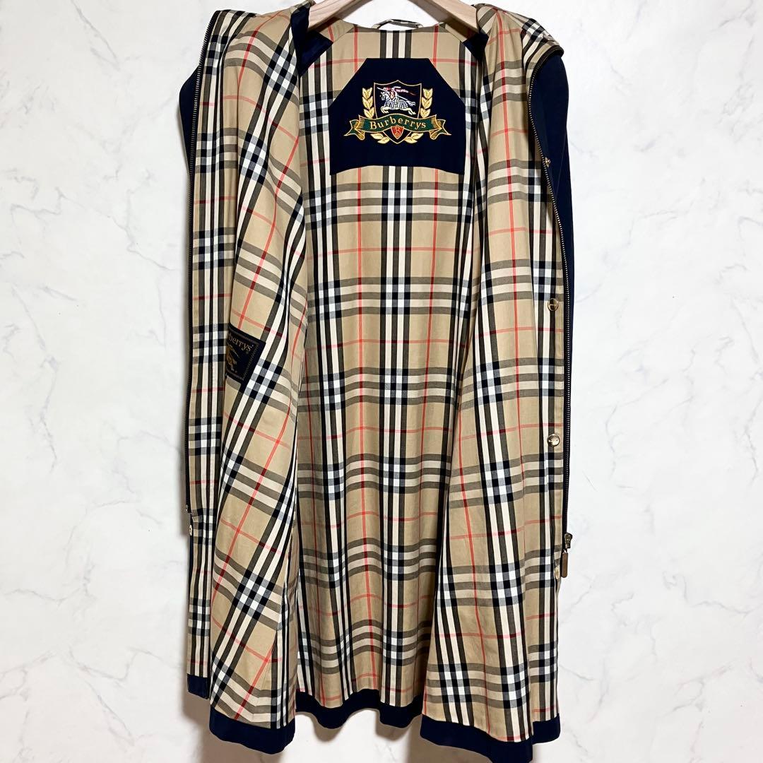 バーバリー M 金ボタン ロングコート フード ノバチェック 金タグ ホースロゴ