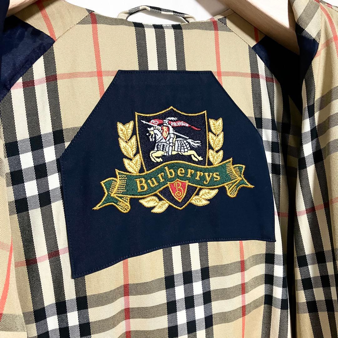 バーバリー M 金ボタン ロングコート フード ノバチェック 金タグ ホースロゴ