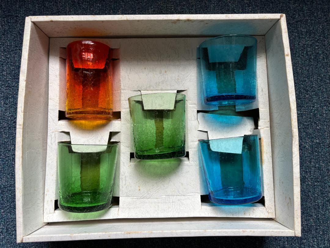 沖縄ガラス　カラフルガラスコップ5個セット