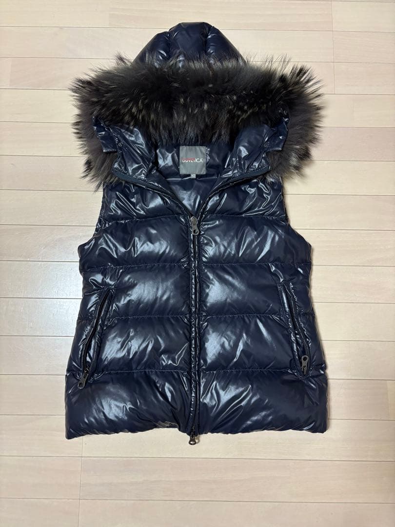 ＤＵＶETICA ダウンベスト ファー付き ネイビー 42