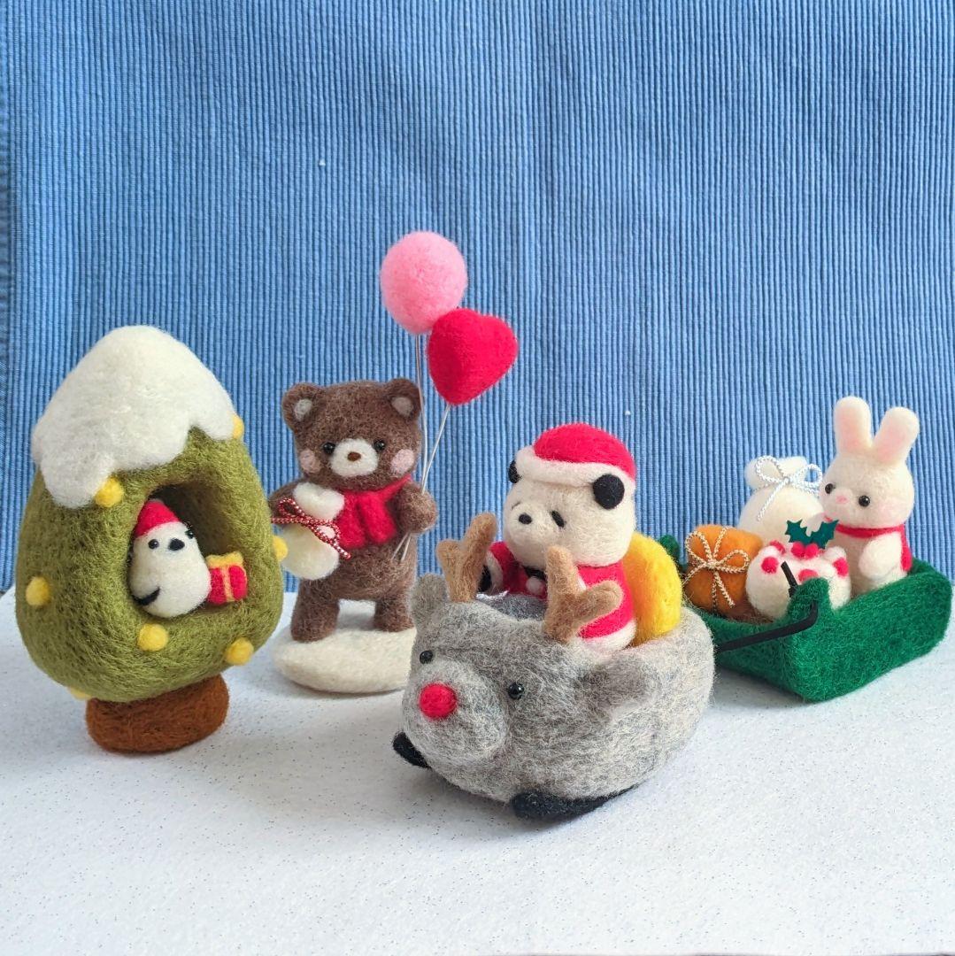 羊毛フェルト 作品 森のクリスマスパーティー 【バラ売り可】