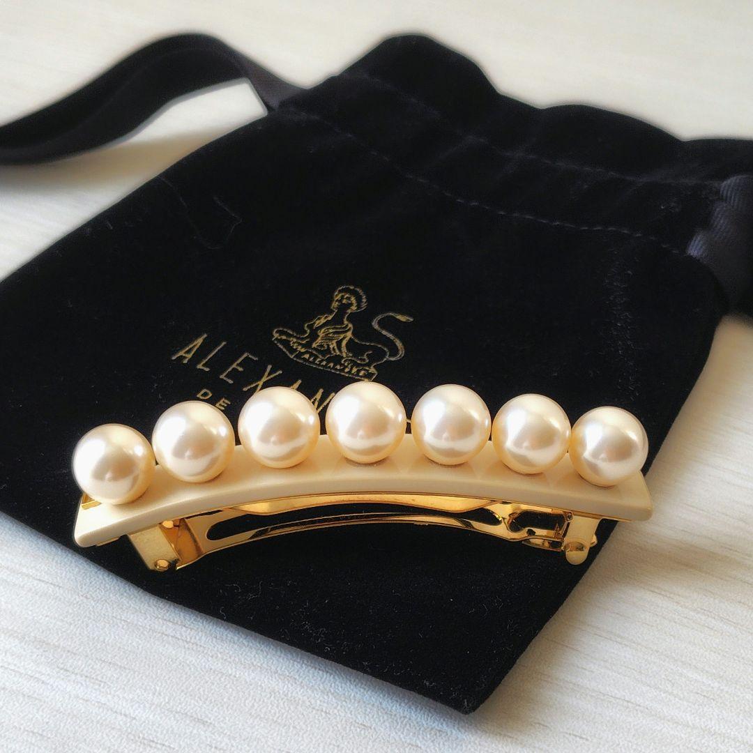 美品✨️アレクサンドルドゥパリ　パール付きバレッタ