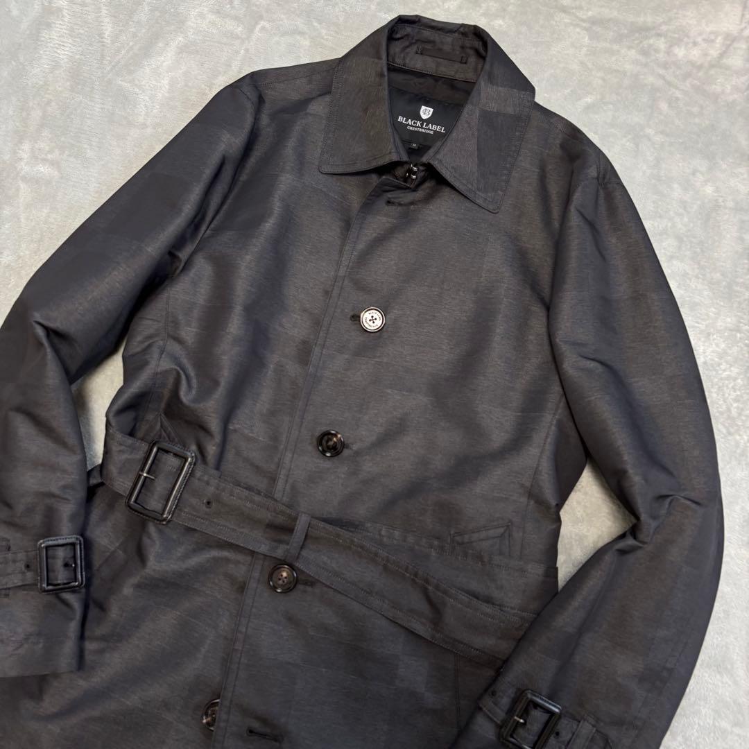 美品✨ブラックレーベルクレストブリッジ　シャドーチェック　ベルト　トレンチコート