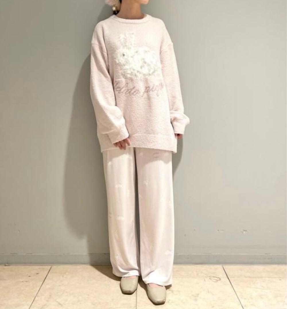 ジェラートピケ ベビモコラビットジャガードプルオーバー＆ラビット柄ロングパンツ