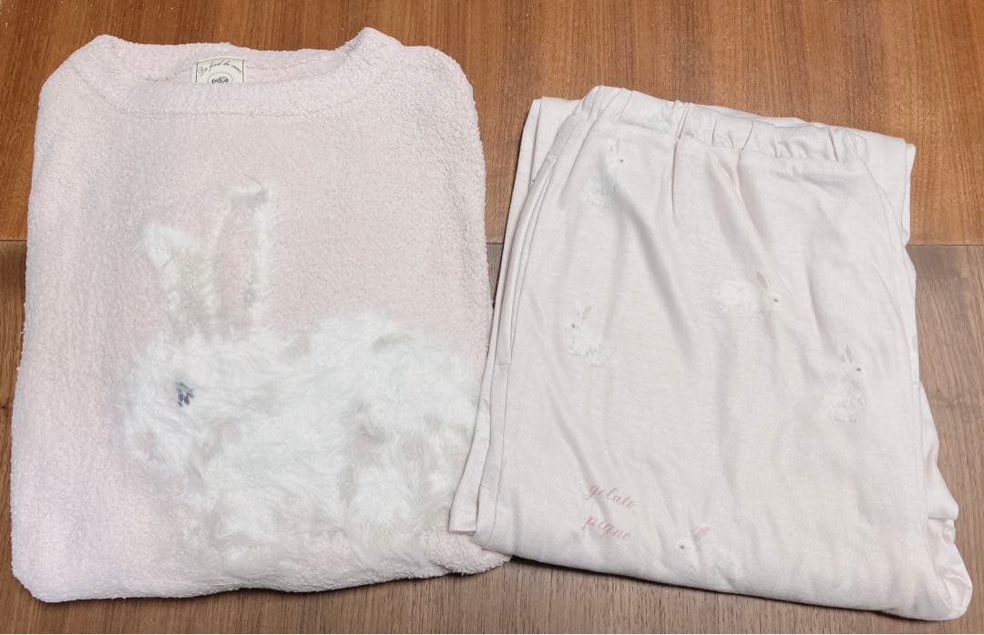 ジェラートピケ ベビモコラビットジャガードプルオーバー＆ラビット柄ロングパンツ