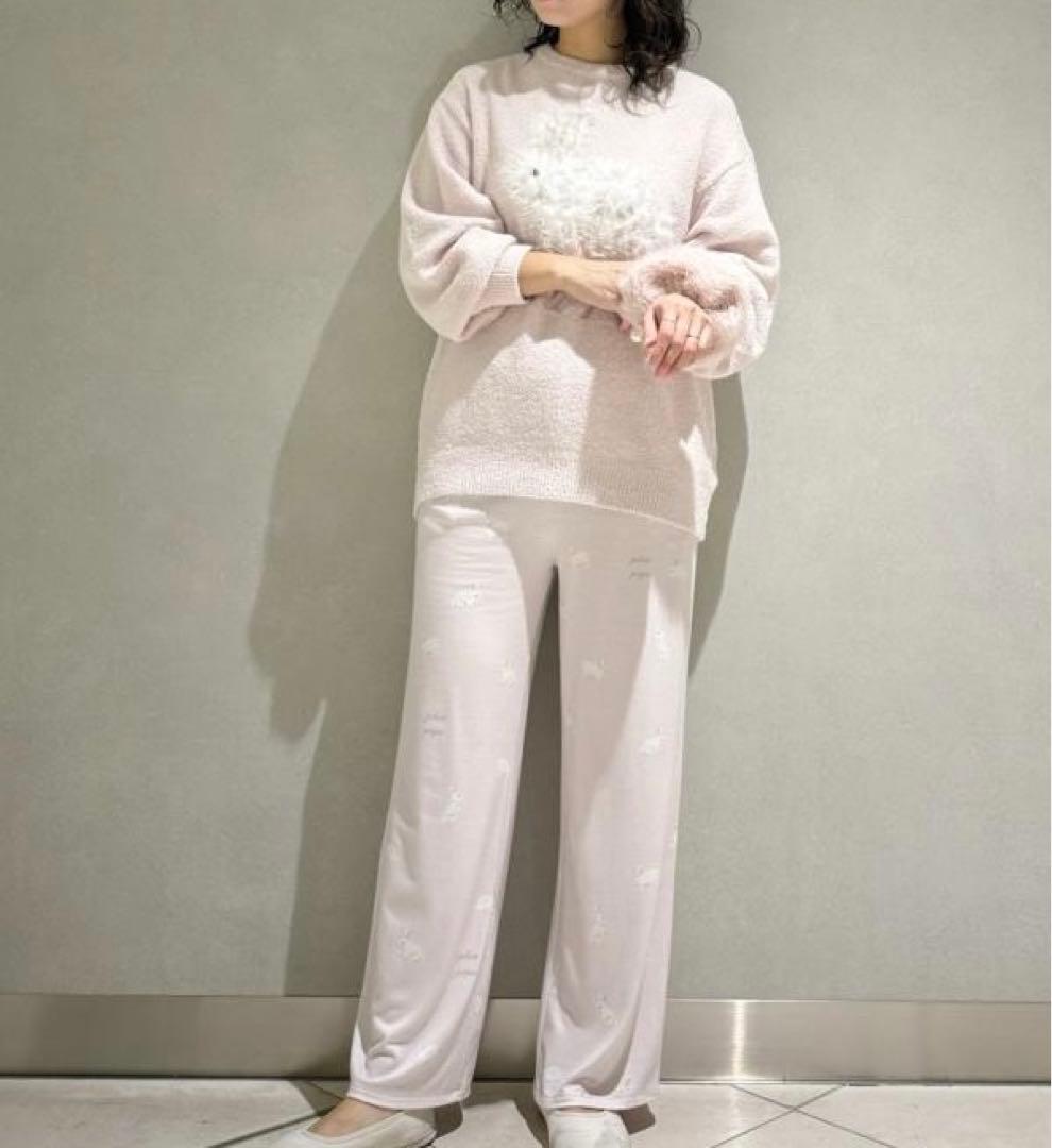 ジェラートピケ ベビモコラビットジャガードプルオーバー＆ラビット柄ロングパンツ