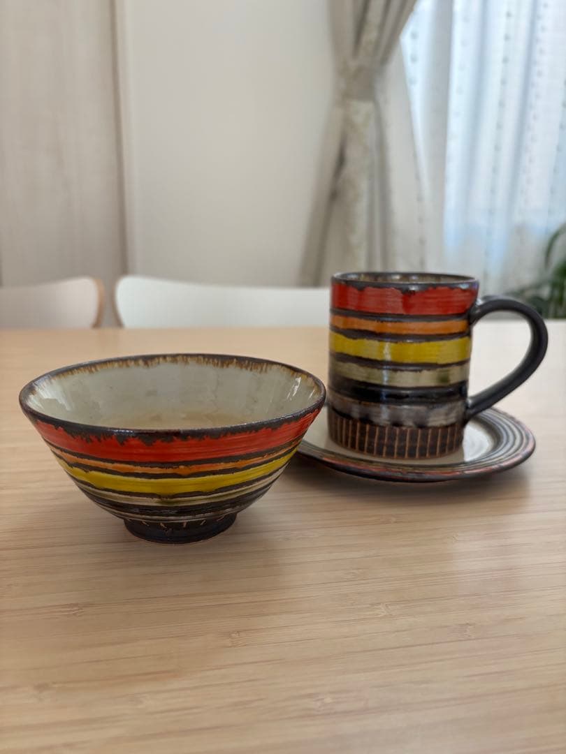 アカマシバル製陶所 虹架かる ４寸マカイ カップ&ソーサー 3点セット 新品