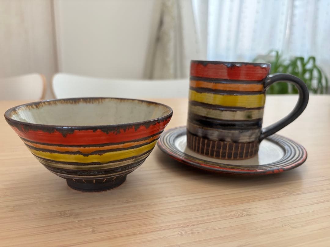 アカマシバル製陶所 虹架かる ４寸マカイ カップ&ソーサー 3点セット 新品