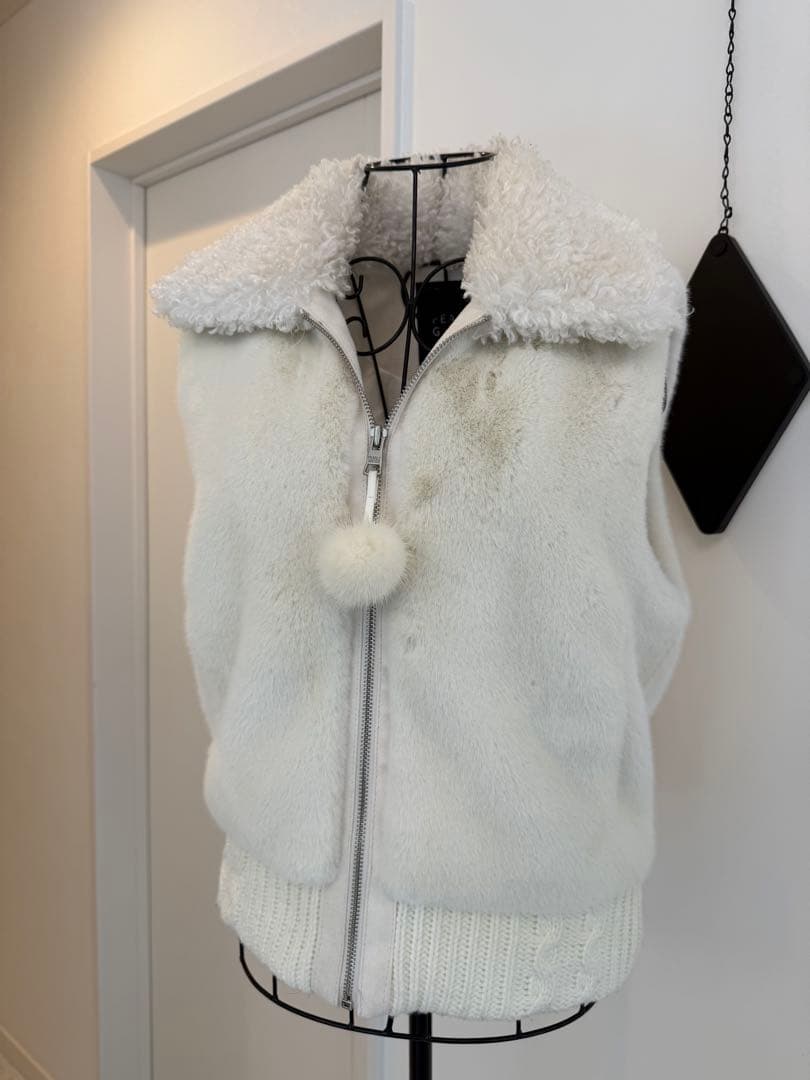 【美品】PEARLY GATES ホワイトファーベスト ゴルフウェア サイズ1